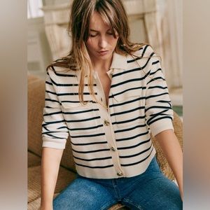 New with tags Sezane Betty Cardigan - blue and ecru stripes